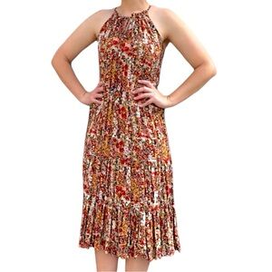 Artisan NY Floral Halter Maxi Dress with Bow Tie Neck – Size 2